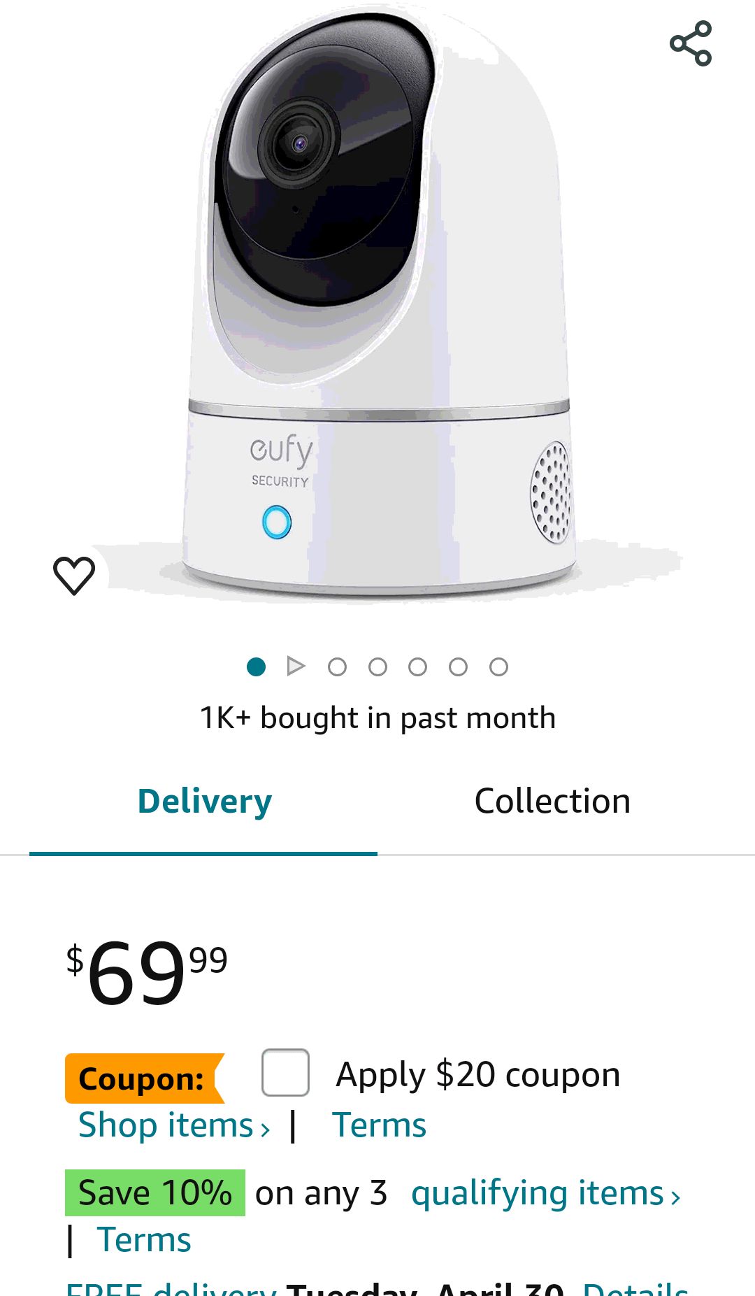 eufy Security Indoor Cam E220, 2K, Pan & Tilt, Indoor Security Camera, Wi-Fi Plug-in Camera, Human & Pet AI, Voice Assistant Compatibility, Night Vision, Motion Tracking, HomeBase not Compatible : Ama