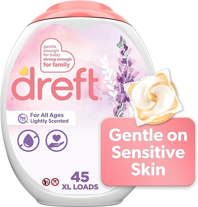 Amazon.com: Dreft Laundry Detergent Pacs, HE Compatible, Lightly Scented, Lavender, 45 Count : Health & Household