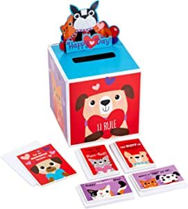 Valentines Day Cards for Kids and Pop Up Mailbox for Classroom Exchange, Cats and Dogs