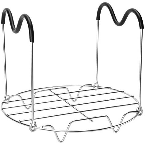 Steamer Rack Trivet with Heat Resistant Silicone Handles Compatible