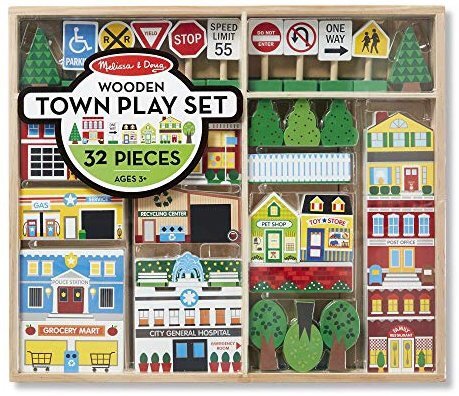 木质小镇游戏套装，含32件