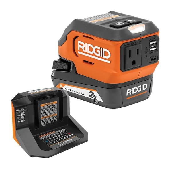 RIDGID 18V Cordless 175-Watt Power Inverter Kit