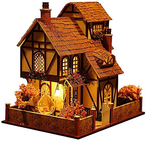 Amazon.com: Rylai DIY Miniature Dollhouse Kit with Music Box 3D Puzzle Challenge for Adult (Flower Town) 音樂盒積木小屋
