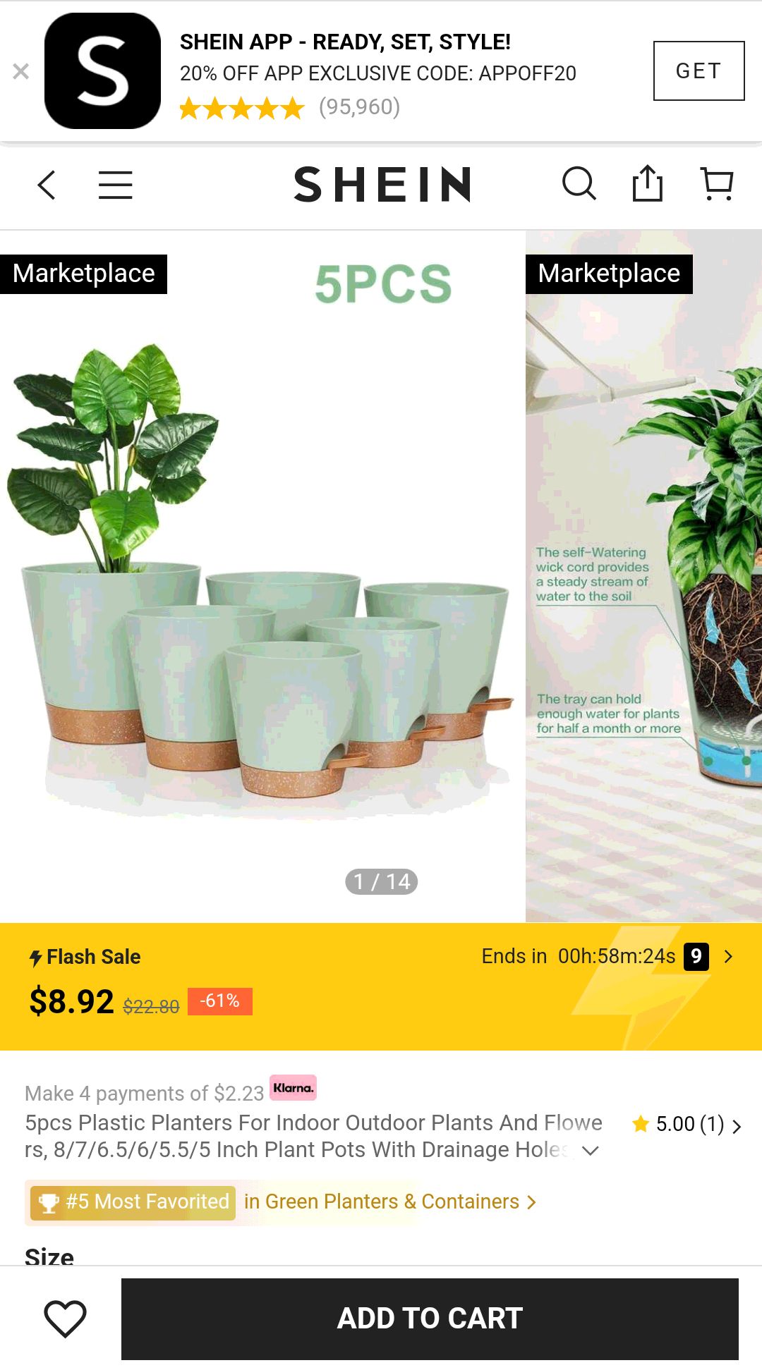 5pcs Plastic Planters for Indoor Outdoor Plants and Flowers, 8/7/6.5/6/5.5/5 Inch Plant Pots with Drainage Holes,Watering Wick / Lip | SHEIN USA