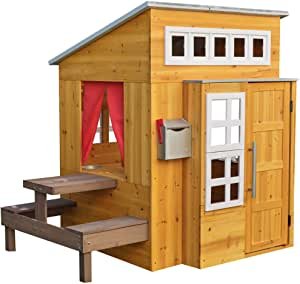 KidKraft 儿童摩登户外小木屋，带野餐桌、邮箱和户外烧烤架