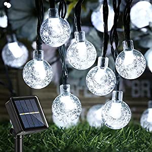 Amazon.com: Joomer Solar 太阳能灯串String Lights Outdoor, Upgraded 2 Pack 30 LED 20ft Crystal Globe Lights with 8 Lighting Modes, Waterproof Solar Powered Patio Lights for Outdoor Garden Yard