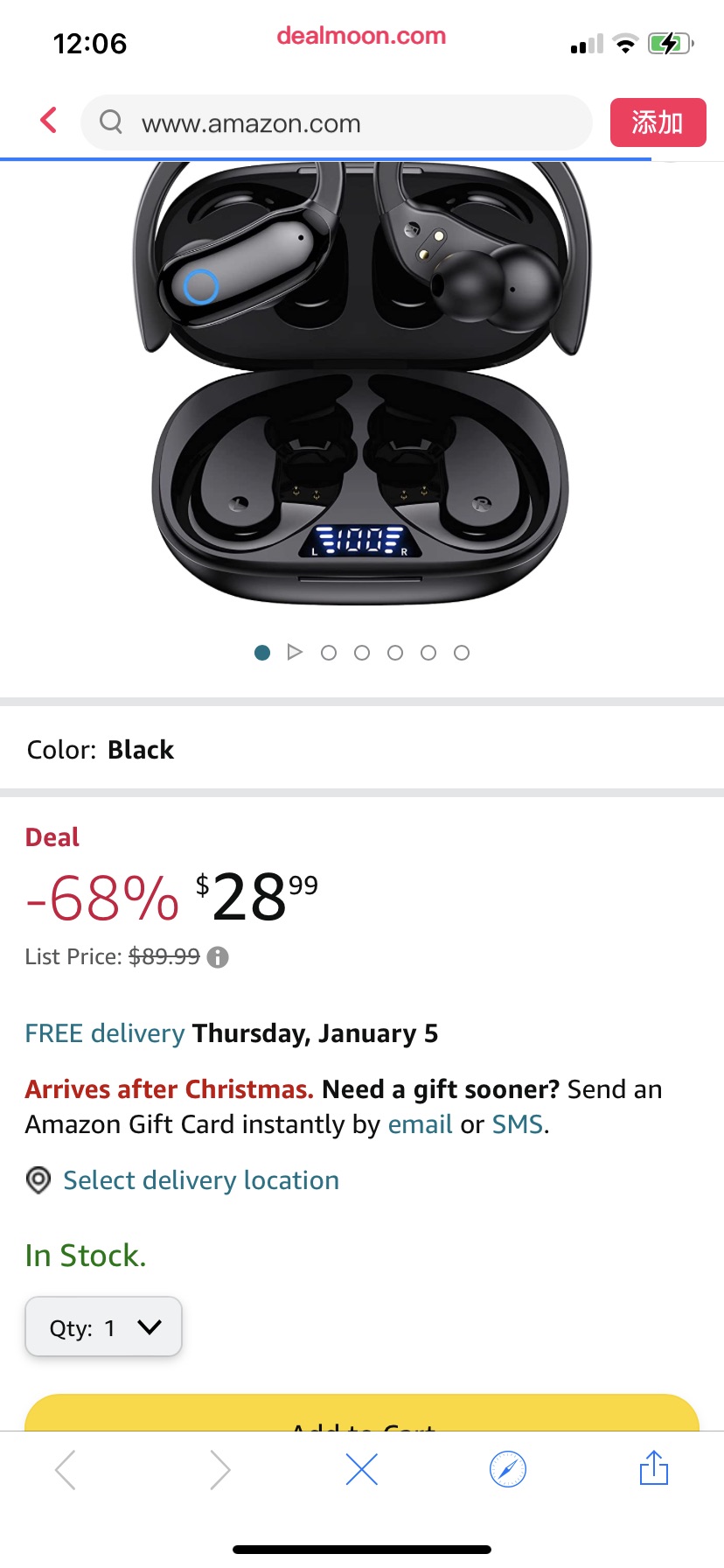 Amazon.com： GNMN耳机无线耳塞48小时播放IPX7防水耳机过耳立体声低音耳机耳机麦克风LED电池显示为运动/锻炼/健身房/跑步黑色：电子