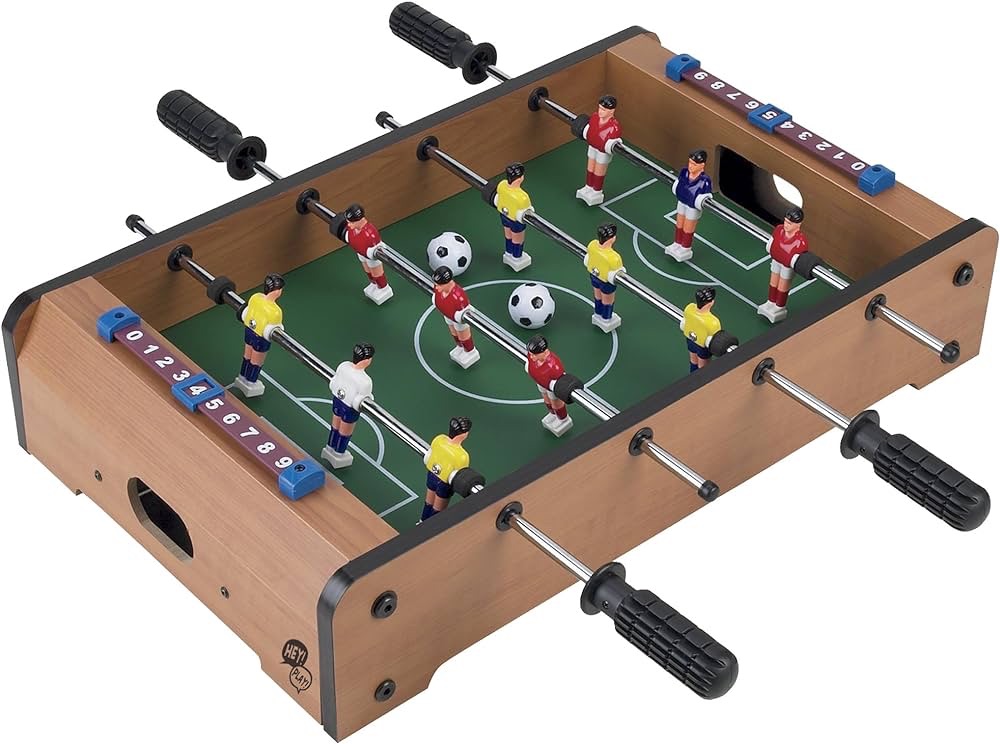 Amazon.com: Tabletop Foosball Table- Portable Mini Table Football / Soccer Game Set with Two Balls and Score Keeper for Adults and Kids by Hey! Play! : Sports & Outdoors 桌上足球