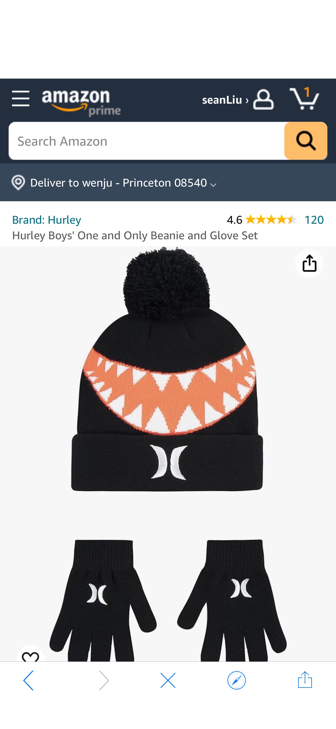 Amazon.com: Hurley Boys Beanie and Glove Set, Black/Red, One Size
