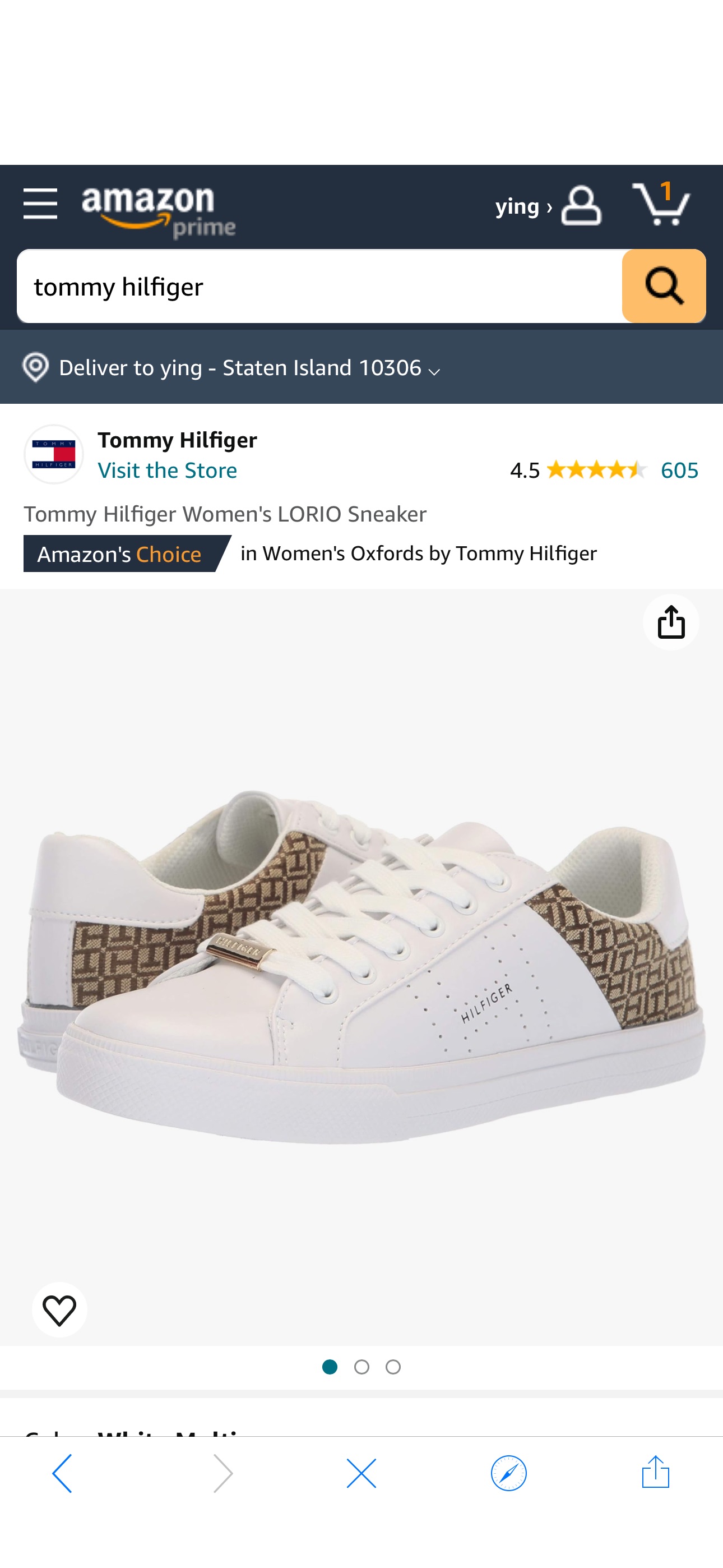 Amazon.com | Tommy Hilfiger Women's LORIO Sneaker, White Multi, 6.5 | Fashion Sneakers