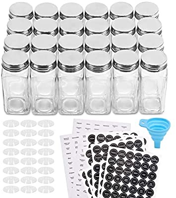 Amazon | Aozita 24 Pcs Glass Spice Jars/Bottles 玻璃调料瓶套组