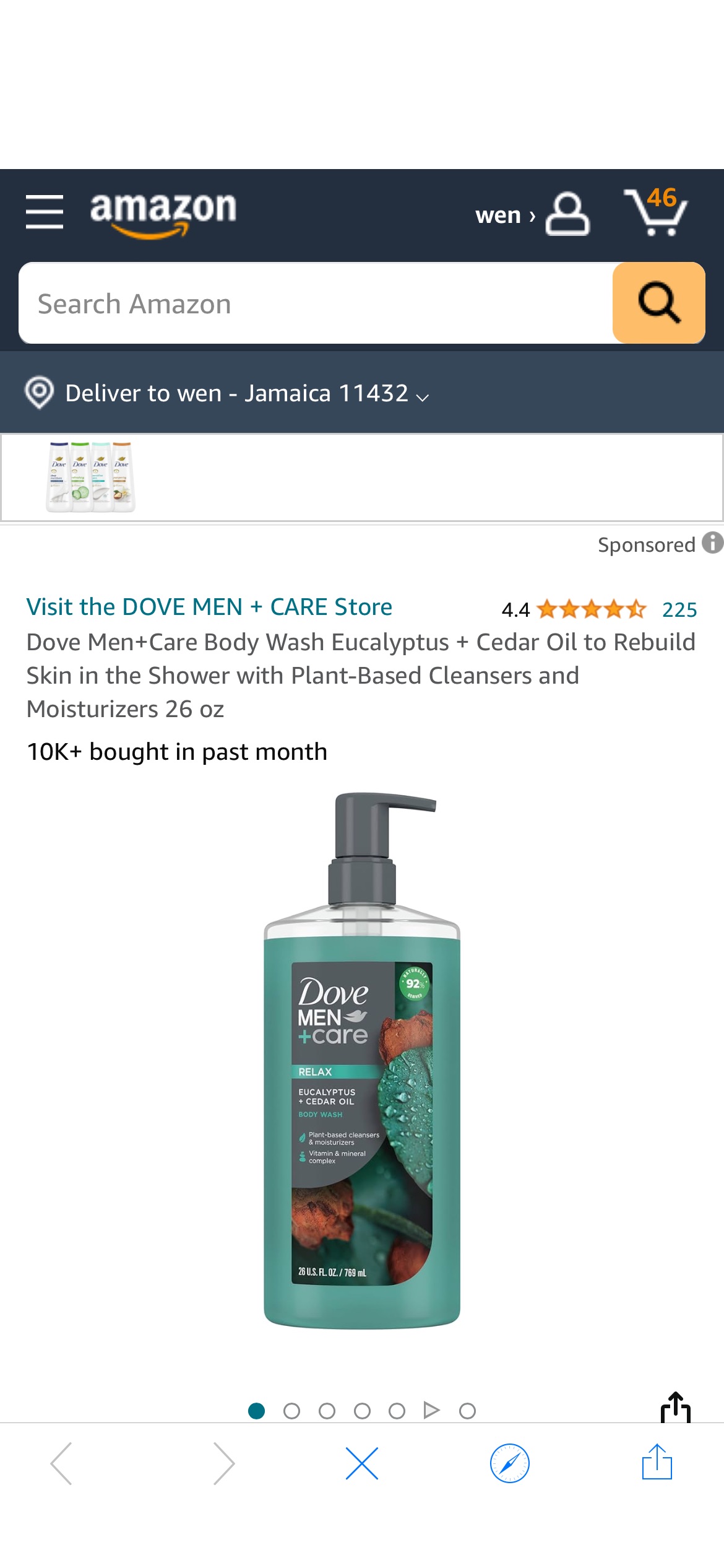 Amazon.com : Dove Men+Care Body Wash Eucalyptus + Cedar Oil to Rebuild Skin in the Shower with Plant-Based Cleansers and Moisturizers 26 oz : Beauty & Personal Care