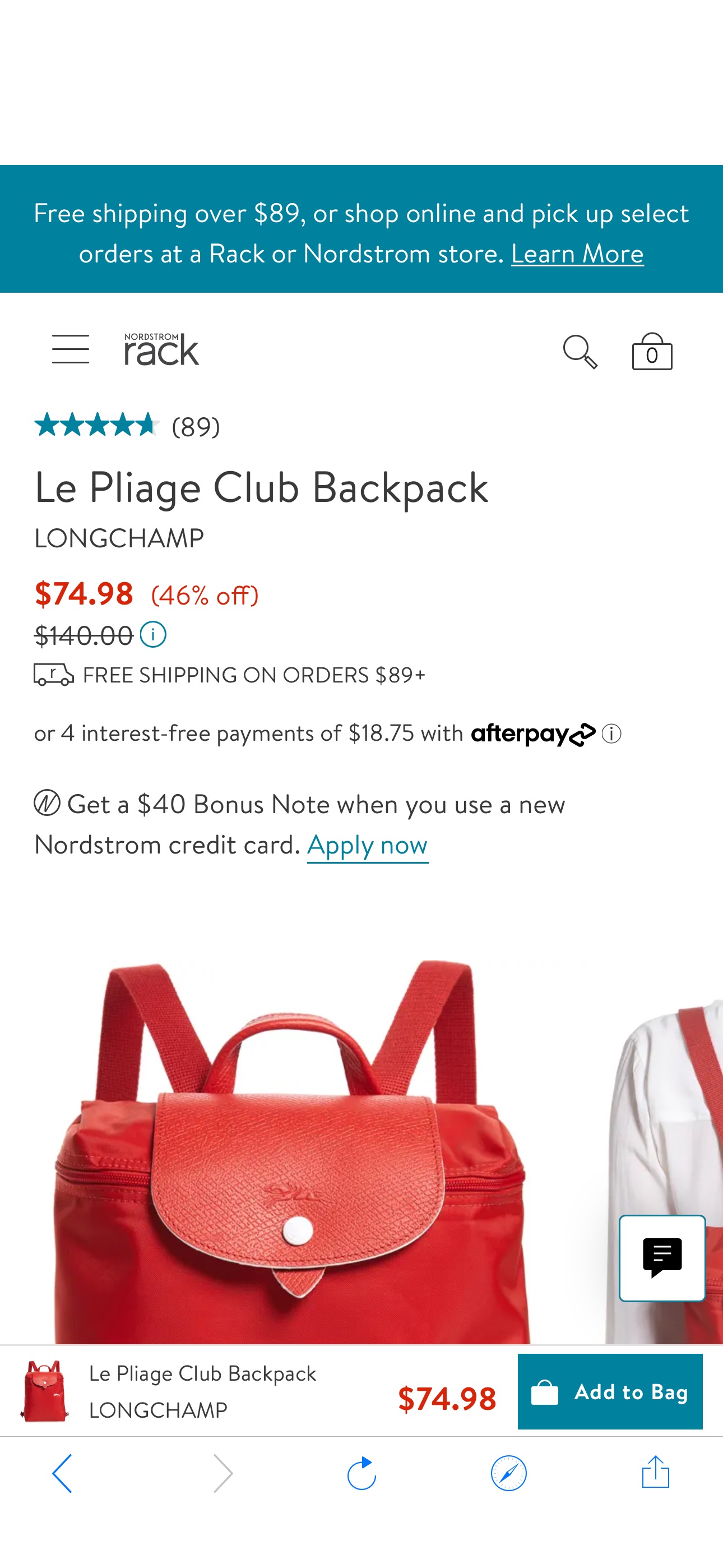 Longchamp Le Pliage Club Backpack双肩包 | Nordstromrack