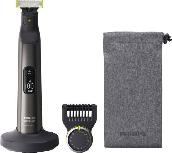 剃须刀 Philips Norelco OneBlade Pro Hybrid Rechargeable Hair Trimmer and Shaver Chrome QP6550/70 - Best Buy