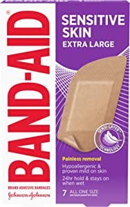 Band-Aid Brand Adhesive Bandages for Sensitive Skin, Extra Large, 7 ct