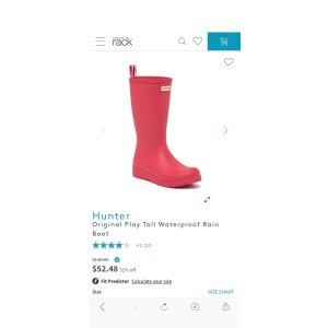 $52 Hunter 经典雨鞋| Original Play Tall Waterproof Rain Boot | Nordstrom Rack