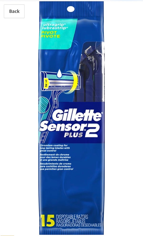 Gillette Sensor 2 Plus 男士敏感一次性剃须刀 15支