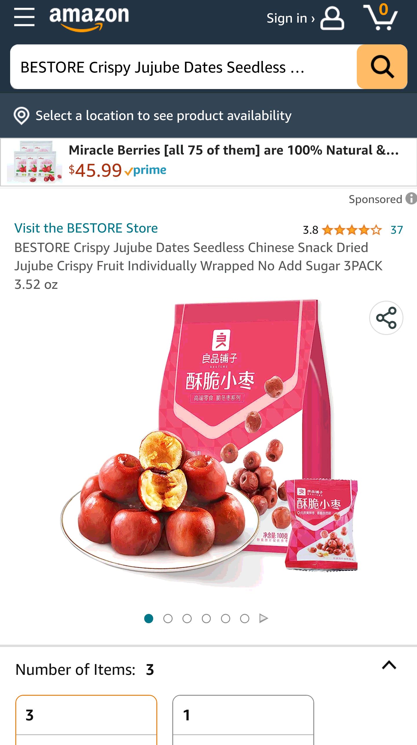 BESTORE Crispy Jujube Dates Seedless Chinese Snack Dried Jujube Crispy Fruit Individually Wrapped No Add Sugar 3PACK 3.52 oz : Grocery & Gourmet Food
