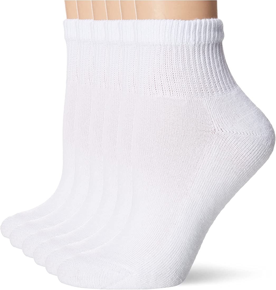 Hanes Ultimate womens 6-pack Ankle athletic socks, White, Shoe Size 5-9 US at Amazon Women’s Clothing store