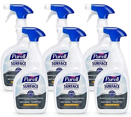 Amazon.com: PURELL Professional Surface Disinfectant Spray, Citrus Scent, 32 fl oz Capped Bottle with Spray Trigger in Pack (Pack of 6) - 3342-06 : Health & Household喷雾