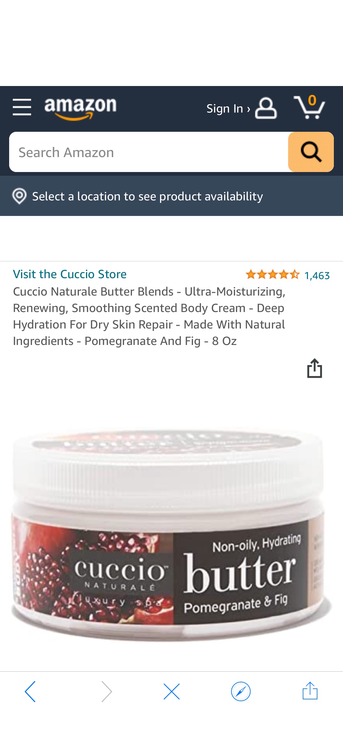 Cuccio Naturale Butter Blends - Ultra-Moisturizing, Renewing, Smoothing Scented Body Cream - Deep Hydration For Dry Skin Repair - Made With Natural Ingredients - Pomegranate And Fig