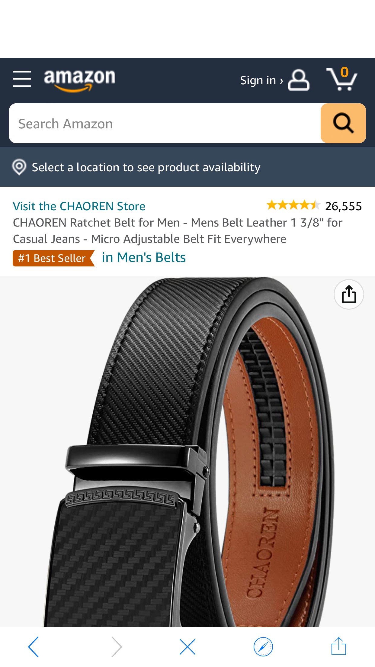 CHAOREN Ratchet Belt for Men - Mens Belt Leather 1 3/8" for Casual Jeans - Micro Adjustable Belt Fit Everywhere at 皮带