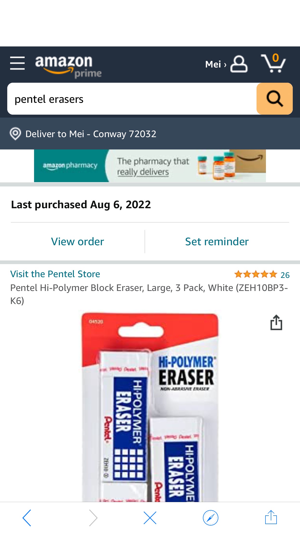 Amazon.com : Pentel Hi-Polymer Block Eraser, Large, 3 Pack, White (ZEH10BP3-K6) : Office Products