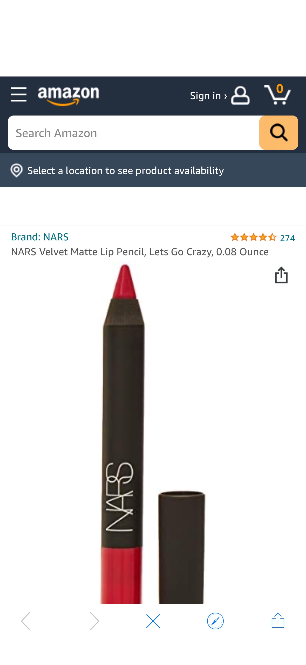 Amazon.com : NARS Velvet Matte Lip Pencil, Lets Go Crazy, 0.08 Ounce : Beauty & Personal Care经典红色Nars唇线笔