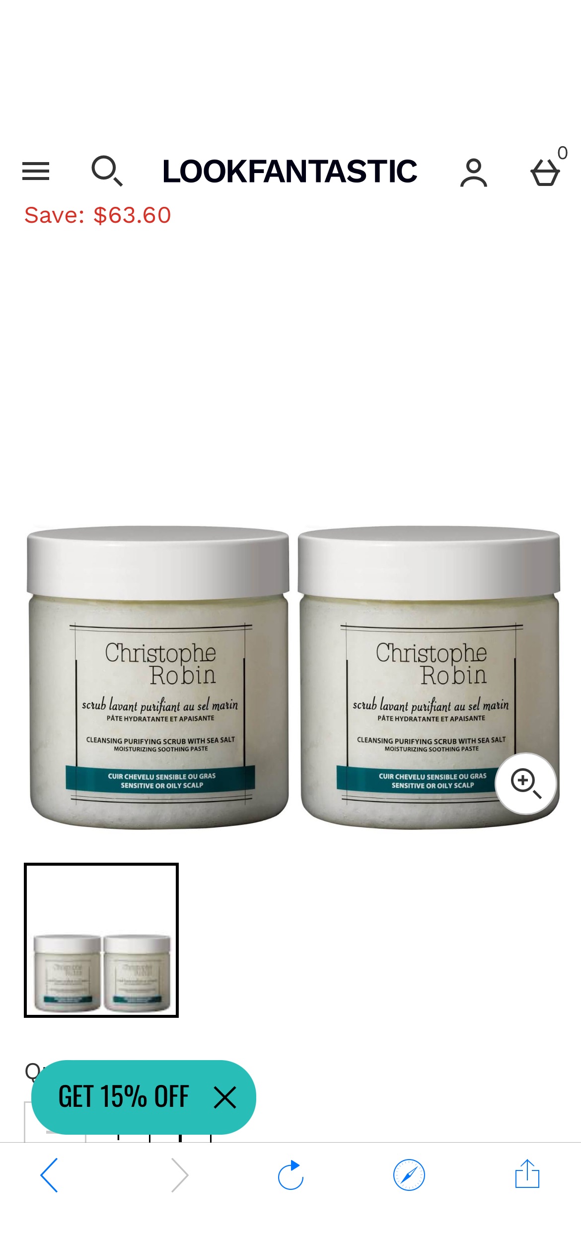 Christophe Robin Cleansing Purifying Scrub with Sea Salt Duo | Free US Shipping | lookfantastic
