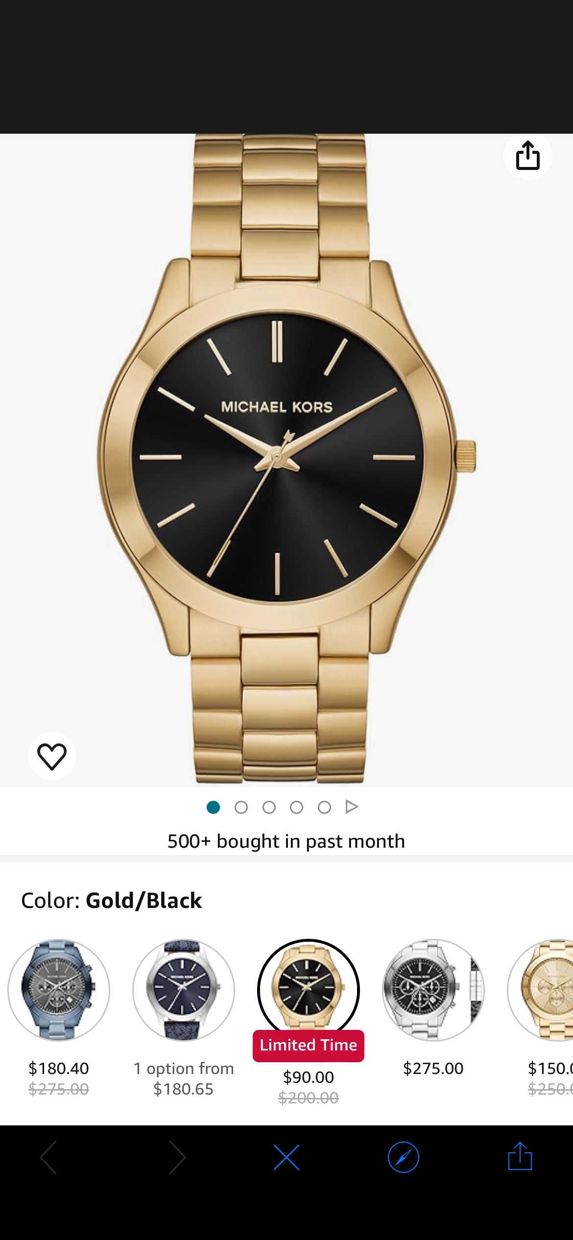 Amazon.com: Michael Kors Slim Runway Three-Hand Gold-Tone Stainless Steel Men's Watch (Model: MK8621) : Clothing, Shoes & Jewelry
