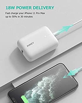Amazon.com: PD Portable Charger, AUKEY Smallest 10000mAh 充电宝 Bank with 18W PD and QC 3.0 High-Speed Charging Technology Phone Charger
