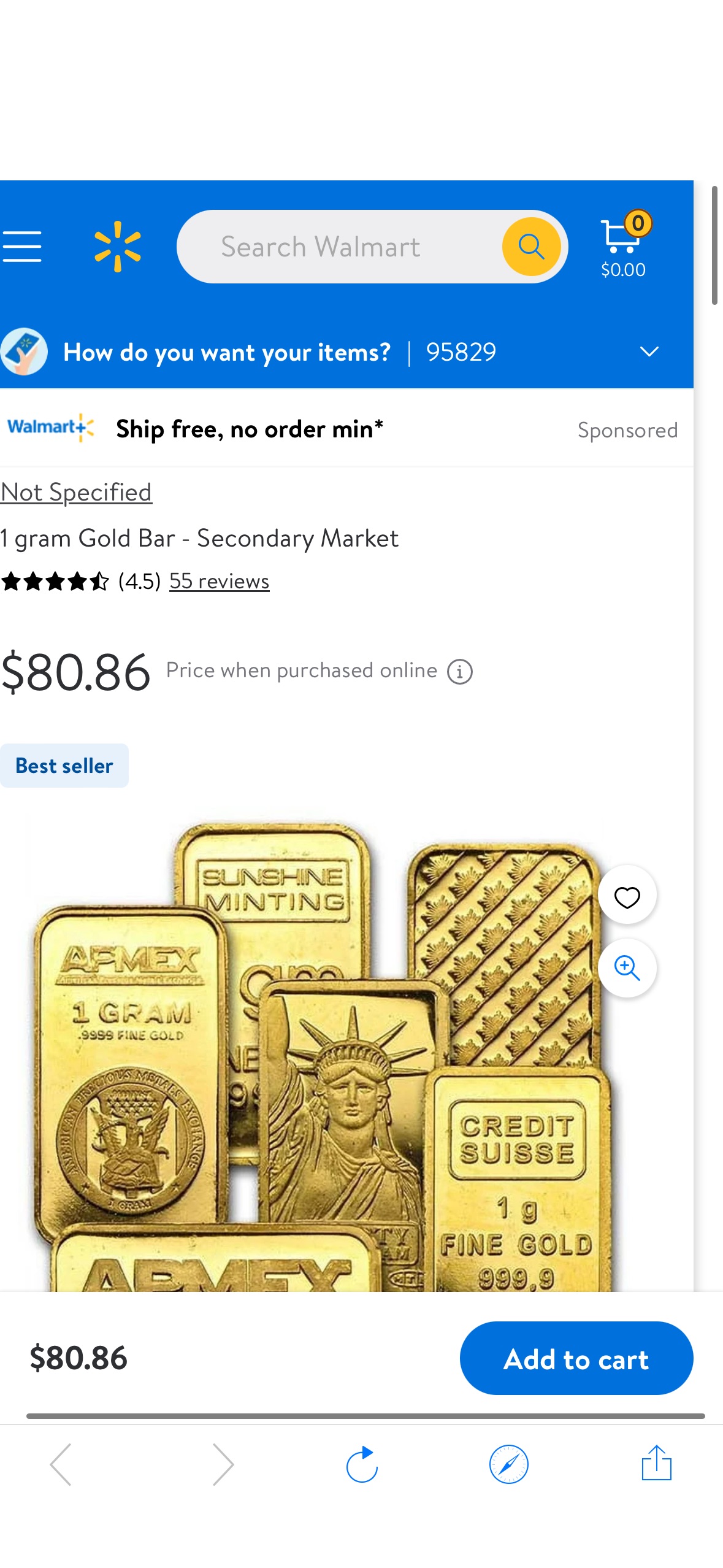1 gram Gold Bar - Secondary Market - Walmart.com