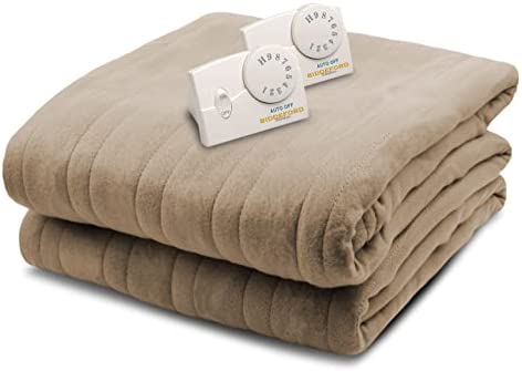 Biddeford Blankets Comfort Knit Electric Heated Blanket with Analog Controller, King, Taupe Brown : Home & Kitchen