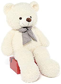 Amazon.com: 情人节/儿童生日好礼！DOLDOA大泰迪熊毛绒玩具，39英寸，大型泰迪熊玩具，带有可爱蝴蝶领结，棕色/粉色/白色可选。原价$32.99，点击页面15%折扣后仅需$28.04。