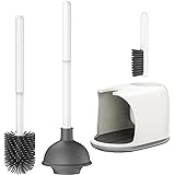 Amazon.com: SetSail Toilet Brush and Plunger Set, Toilet Plungers for Bathroom Heavy Duty Toilet Bowl 