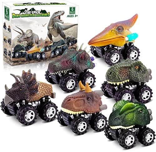 Palotix 5 岁男孩回力车恐龙玩具 6 件套汽车玩具