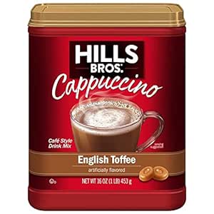 Amazon.com : Hills Bros. Instant Cappuccino Mix - Easy to Use and Convenient - Frothy and Decadent with a Buttery English Toffee Flavor (16 Ounces, Pack of 1) 