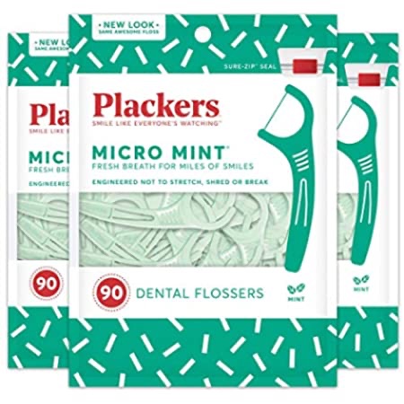 Amazon.com : Plackers Micro mint dental floss picks, 300 count, 300 Count : Beauty 牙线棒