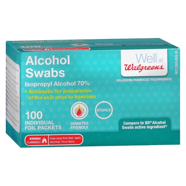 Walgreens 酒精消毒棉片 100片