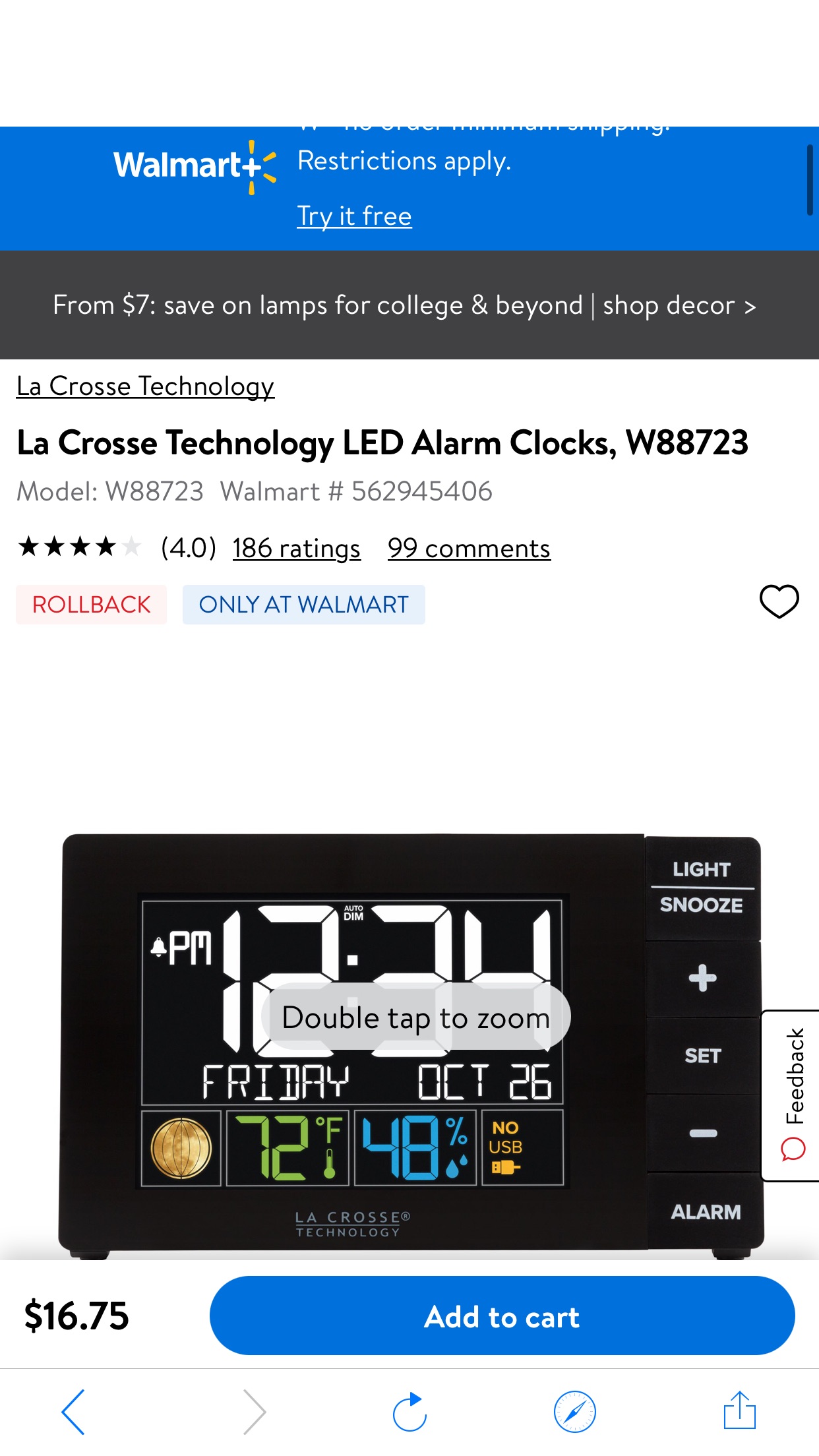 La Crosse Technology LED Alarm Clocks, W88723 - Walmart.com - Walmart.comn闹钟