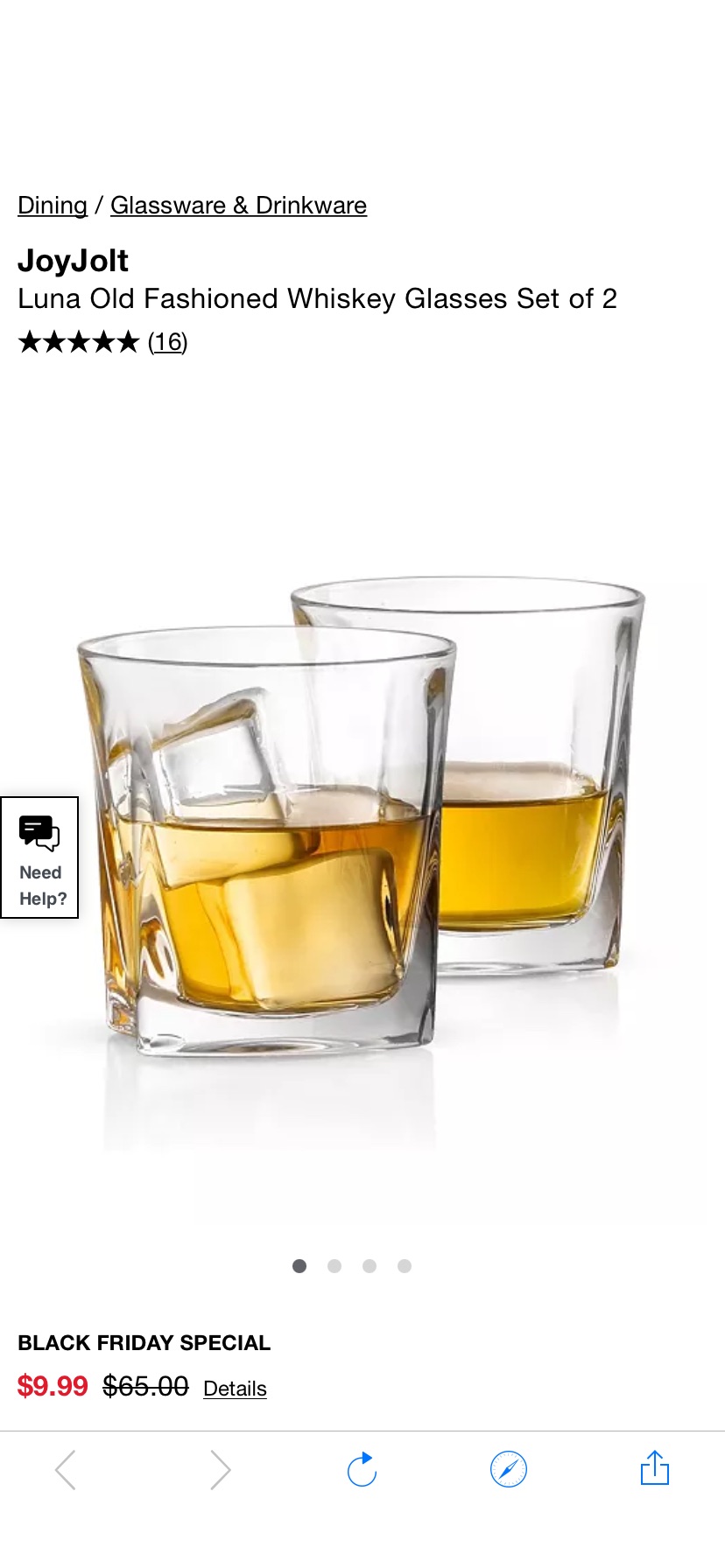 JoyJolt Luna Old Fashioned Whiskey Glasses Set of 2 & Reviews - Glassware & Drinkware - Dining - Macy's杯子