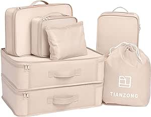 TianZong 7-piece Set Packing Cubes, Travel Bags for Luggage