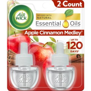 Air Wick Plug in Scented Oil Refill, Apple Cinnamon Medley, Fall Scent, Fall Decor, 2 Count