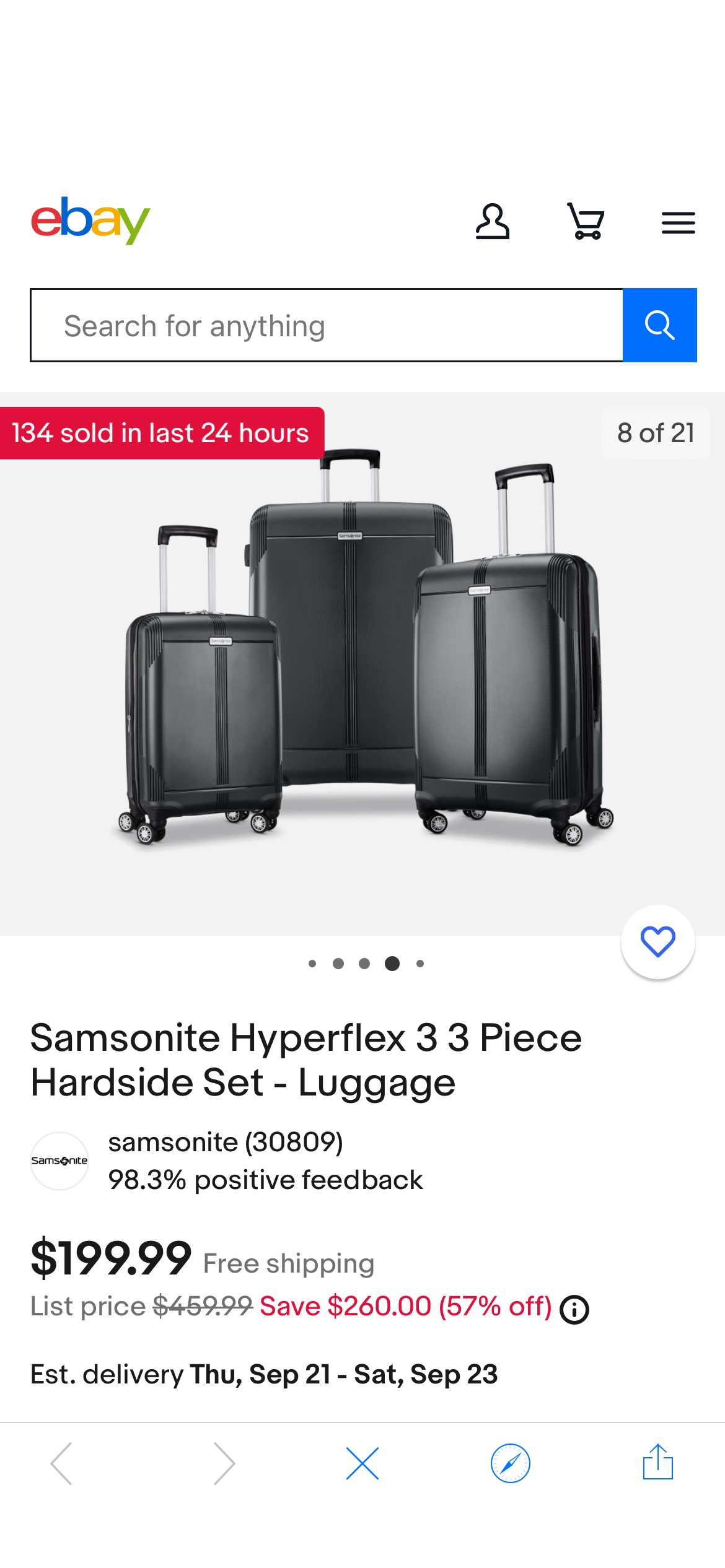 Samsonite 新秀丽三件套200刀Hyperflex 3 3 Piece Hardside Set - Luggage | eBay