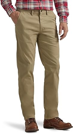 Lee Men&#39;s Flat Front Slim Straight Pant, Khaki at Amazon Men’s Clothing store