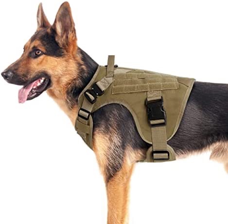 大型犬休闲战术狗背带无拉力 - 带手柄的重型狗背心背带，可调节逃生宠物背带，适合散步、跑步、训练、远足、军事服务狗背带