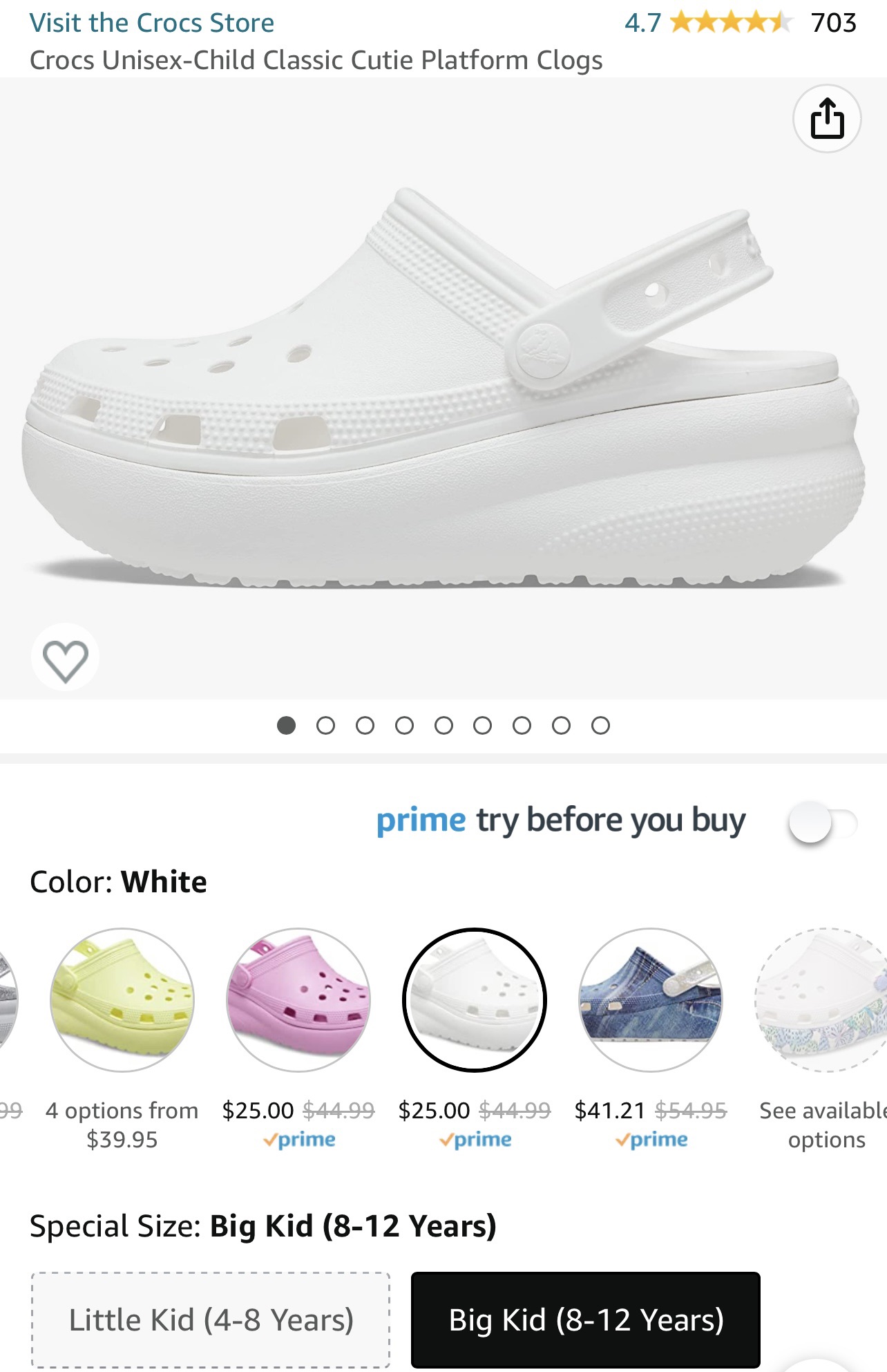 大童增高版Crocs，只限粉色和白色