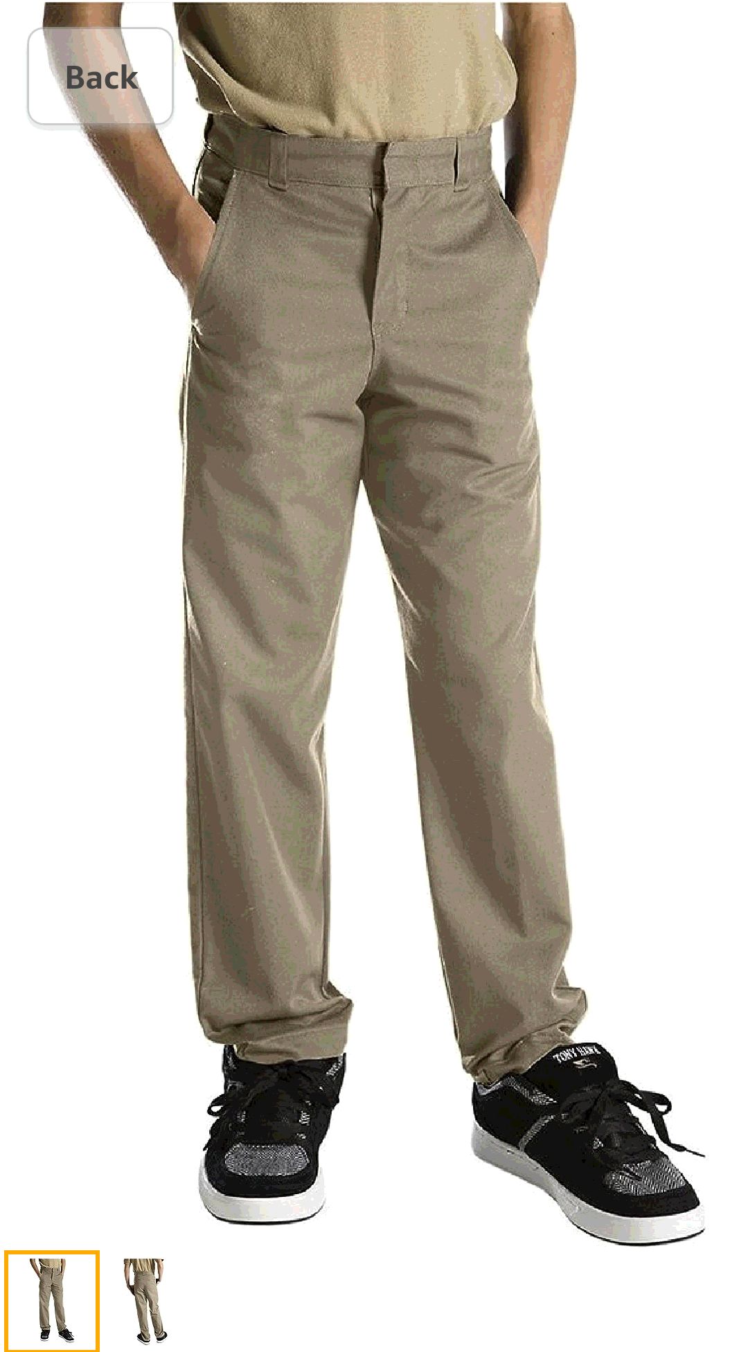 Dickies Little Boys' Uniform Flex Waist Flat Front Pant, Khaki, 4: Clothing, Shoes & Jewelry