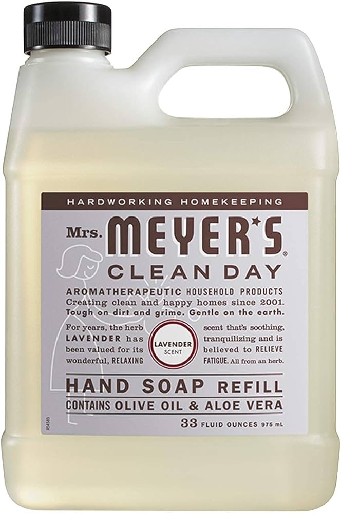 Amazon.com: Mrs. Meyer's Clean Day Liquid Hand Soap Refill, Cruelty Free and Biodegradable Formula, Lavender Scent, 33 Fl Oz (Pack of 1) : Beauty & Personal Care