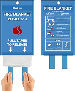 Amazon.com: Black pro Fire Blanket, Fire Retardant Blanket,Emergency Fire Blanket for Kitchen, Home, School, Fireplace, Grill, Car, Office and Warehouse. CE Certified. (2 Pack) : Sports &amp; Outdoors